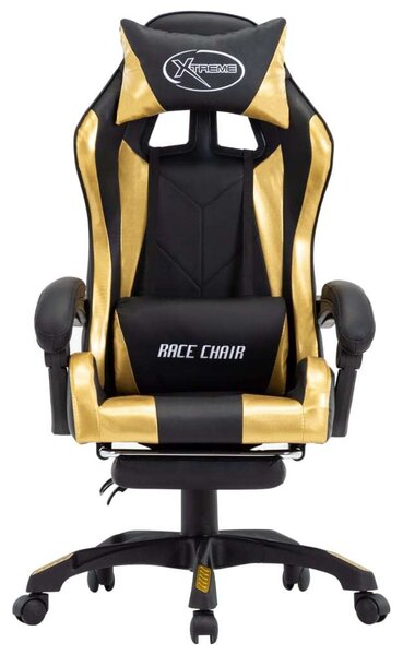 VidaXL Gamer szék - Arany/Fekete - Lábtartóval