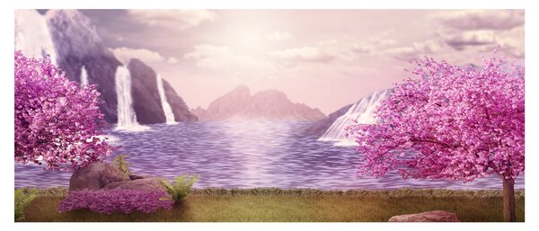 Rózsaszín fák képe fóval (120x50 cm)