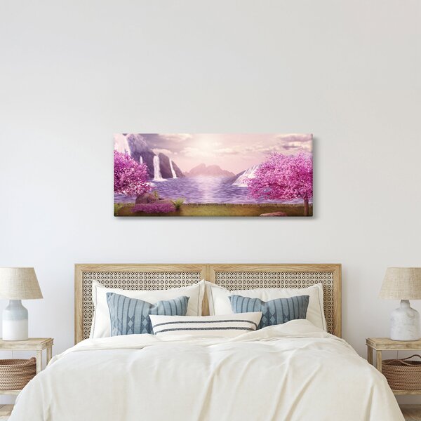 Rózsaszín fák képe fóval (120x50 cm)