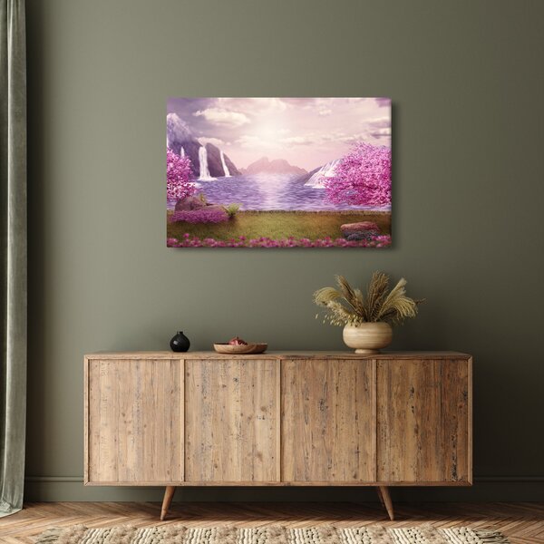 Rózsaszín fák képe fóval (90x60 cm)