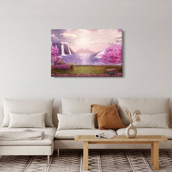 Rózsaszín fák képe fóval (90x60 cm)