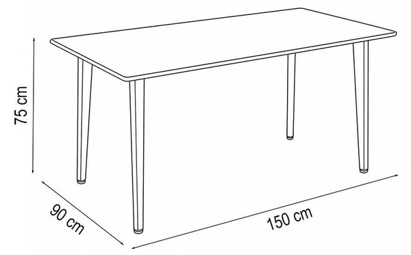 Silla 150 cm szögletes étkezőasztal fehér