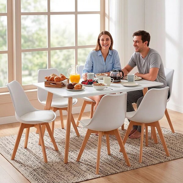 Silla 150 cm szögletes étkezőasztal fehér