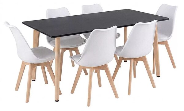 Silla 150 6+1 étkező garnitúra fekete-fehér