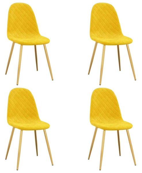 Elegáns Bársony Étkezőszék - Mustársárga - 4 db