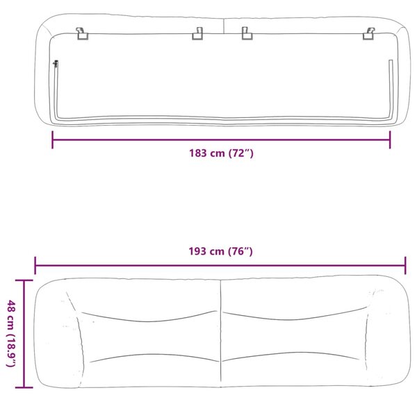 VidaXL fehér műbőr fejtámla párna Hvar 183 cm