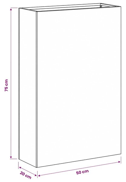 VidaXL Kerti cserép 2 db Fehér 50 x 20 x 75 cm Hidegen hengerelt acél