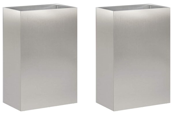 VidaXL Kerti cserép 2 db Ezüst 50 x 40 x 75 cm Rozsdamentes Acél