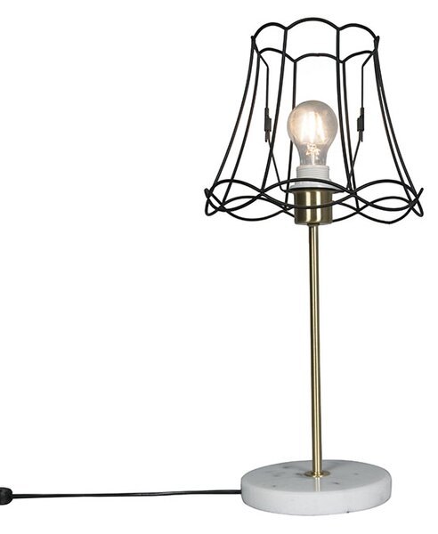 Retro asztali lámpa sárgarézzel és Granny Frame fekete kerettel 25 cm - Kaso