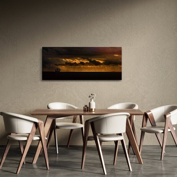 Egy vitorlás naplementekor képe (120x50 cm)