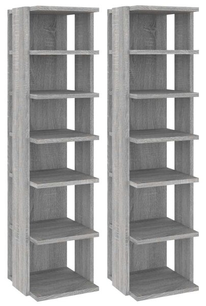 Fa Cipőtartó Szekrény - 2 db - Szürke Sonoma - 102cm