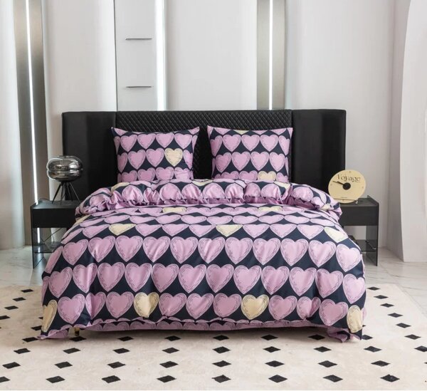 Mikroszálas ágyneműhuzat VIOLET HEARTS világos lila Ágyneműhuzat mérete: 2 db 70 x 80 cm | 160 x 200 cm