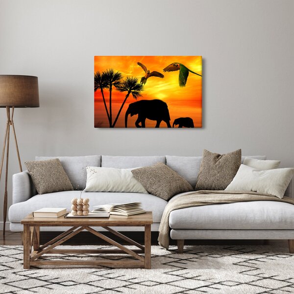 Kép - papagájok és elefántok (90x60 cm)