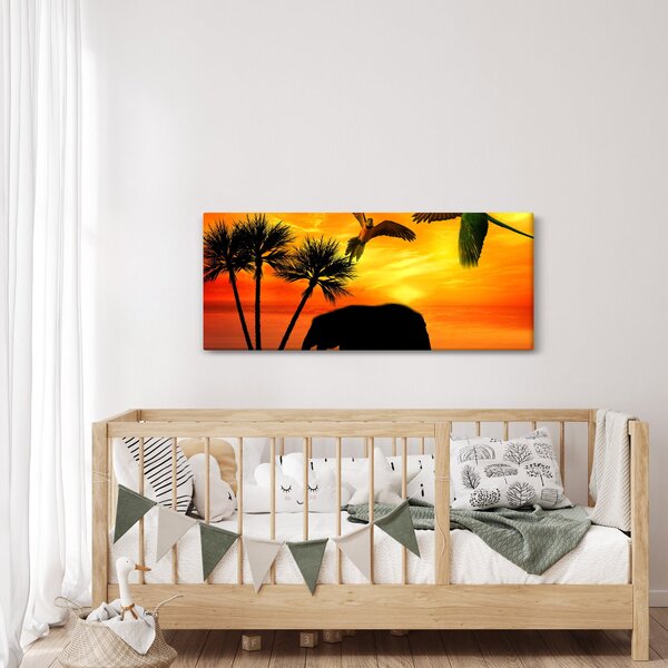 Kép - papagájok és elefántok (120x50 cm)