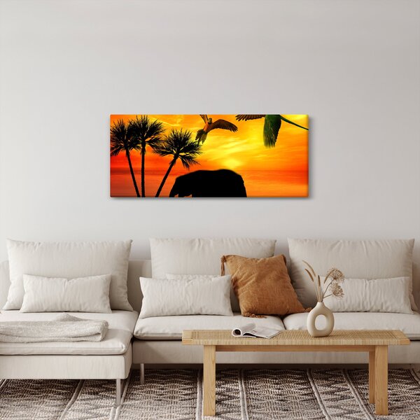 Kép - papagájok és elefántok (120x50 cm)
