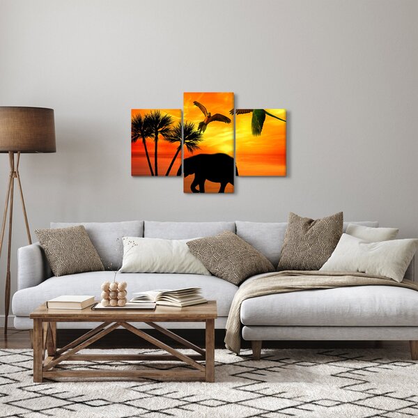 Kép - papagájok és elefántok (90x60 cm)