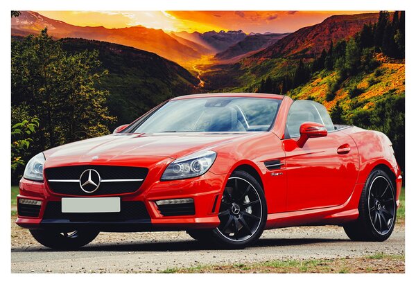 Kép - piros Mercedes (90x60 cm)