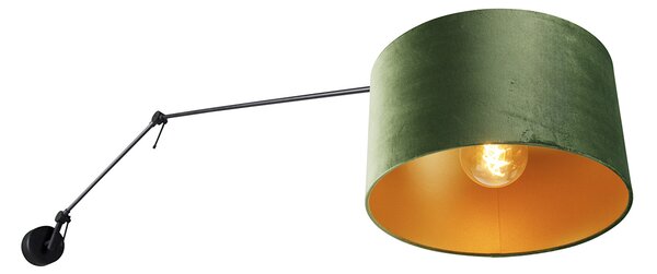 Fali lámpa fekete, zöld bársony árnyékolóval, 35 cm állítható - Blitz