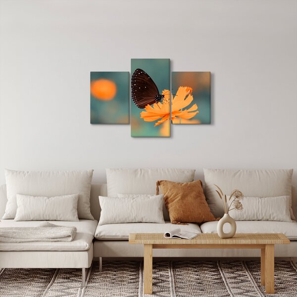 Kép - pillangó narancssárga virágon (90x60 cm)