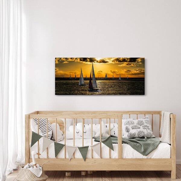 Jacht a naplementében képe (120x50 cm)