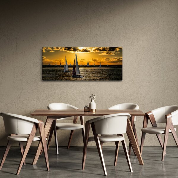 Jacht a naplementében képe (120x50 cm)