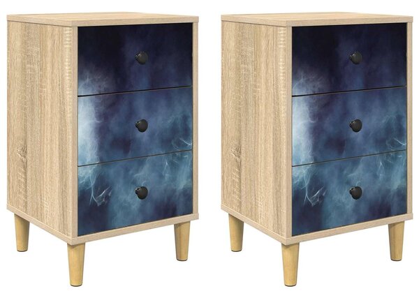 VidaXL Éjjeliszekrény RAALTE 2 db Sonoma Tölgy 36 x 33 x 60 cm