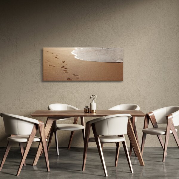 Kép - nyomok a homokban és a tenger (120x50 cm)
