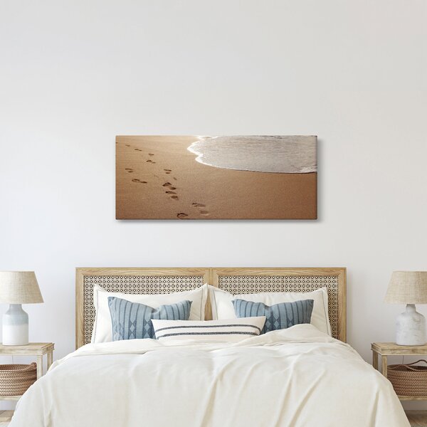 Kép - nyomok a homokban és a tenger (120x50 cm)