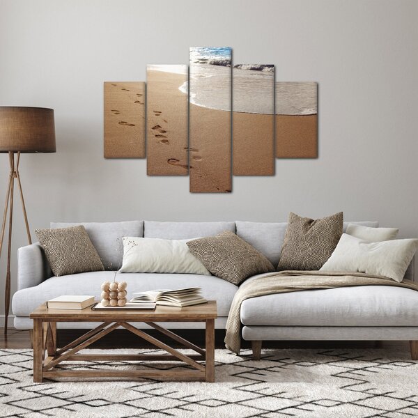 Kép - nyomok a homokban és a tenger (150x105 cm)