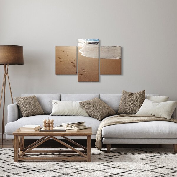 Kép - nyomok a homokban és a tenger (90x60 cm)