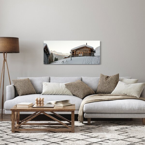 Kép - hegyi kunyhó a hóban (120x50 cm)