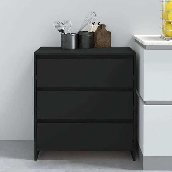 VidaXL fekete forgácslap tálalószekrény 70 x 41 x 75 cm
