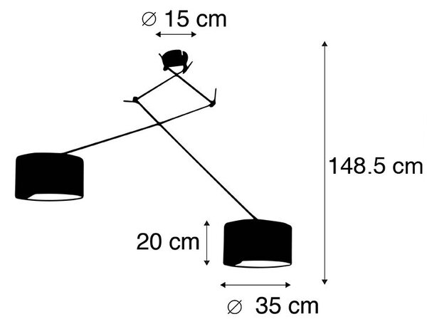 Függőlámpa fekete árnyékolóval 35 cm zöld állítható 2-lámpás - Blitz