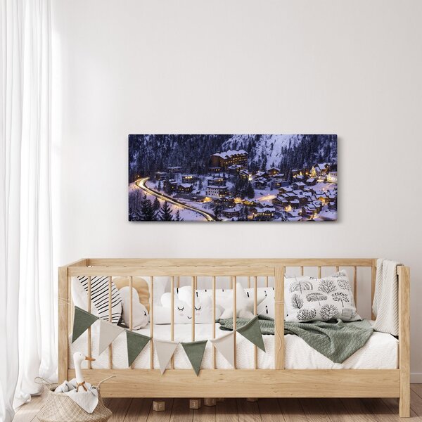 Kép - téli hegyi város (120x50 cm)