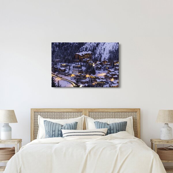Kép - téli hegyi város (90x60 cm)
