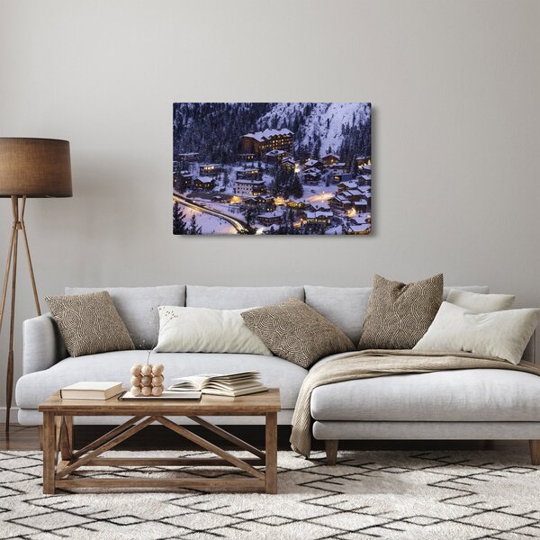 Kép - téli hegyi város (90x60 cm)