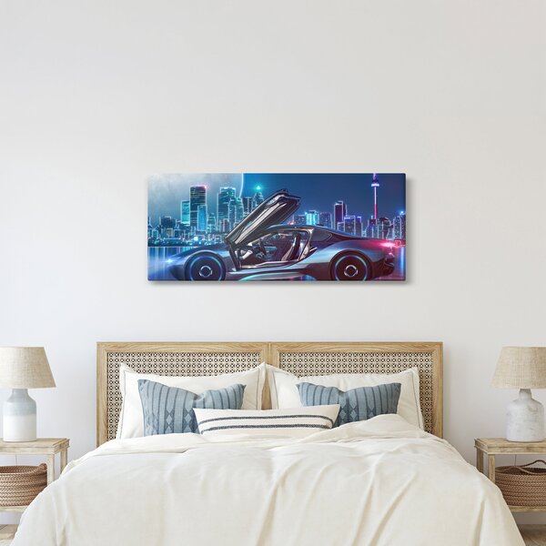 Versenyautó éjjel képe (120x50 cm)
