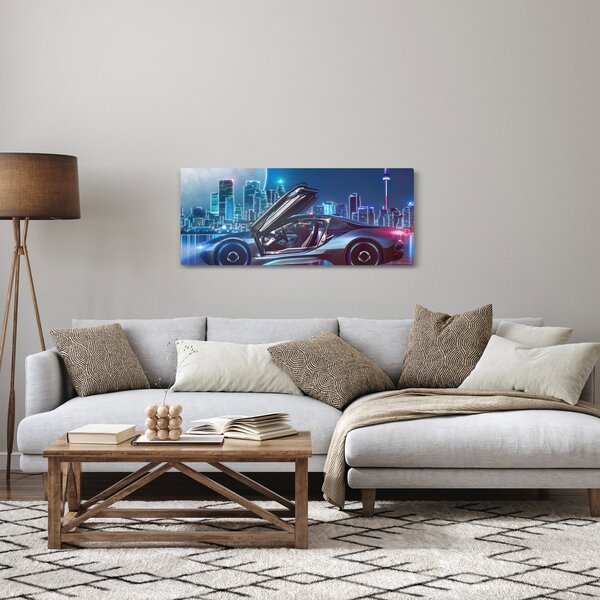 Versenyautó éjjel képe (120x50 cm)