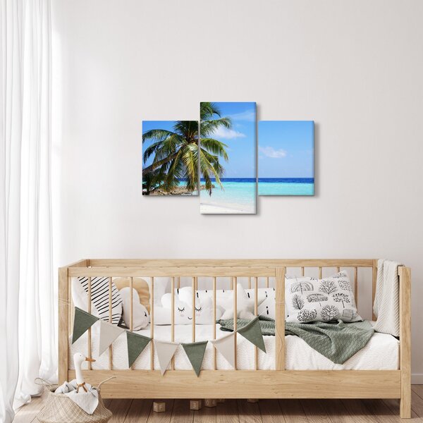 Pálmafák a strandon képe (90x60 cm)