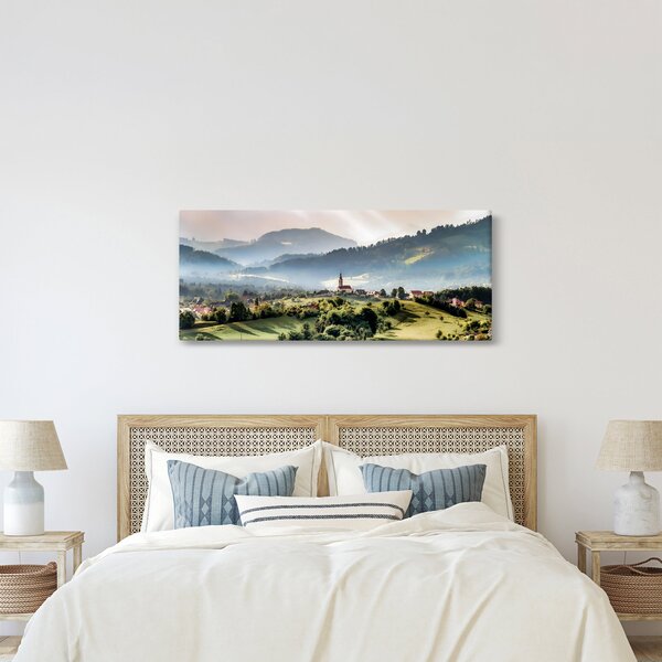 Kép - falu a ködben (120x50 cm)