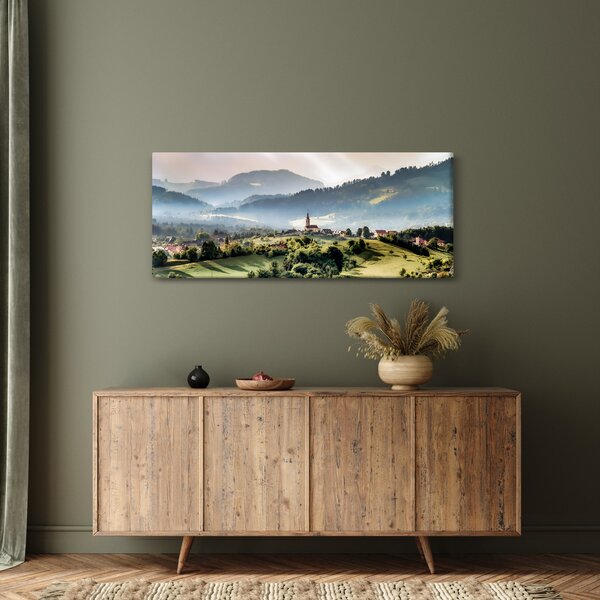 Kép - falu a ködben (120x50 cm)