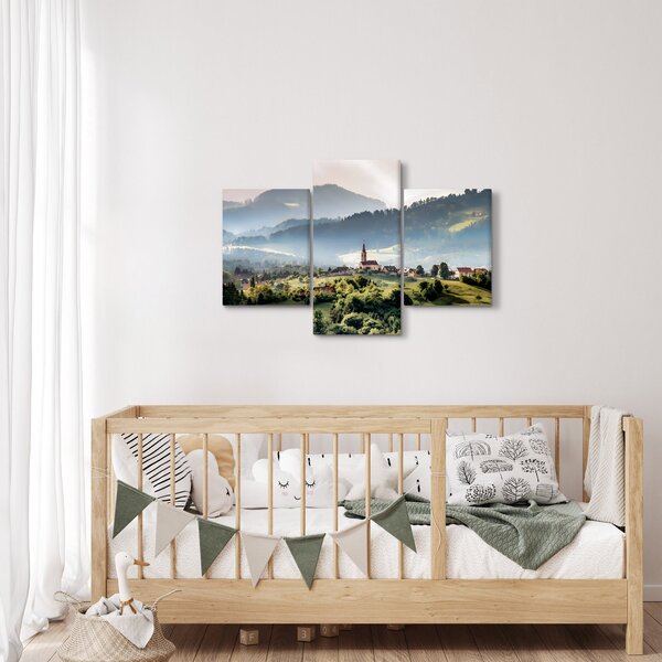 Kép - falu a ködben (90x60 cm)