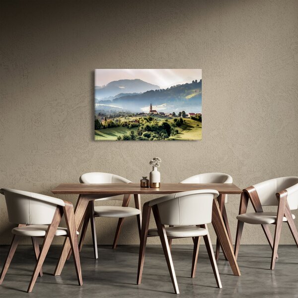 Kép - falu a ködben (90x60 cm)