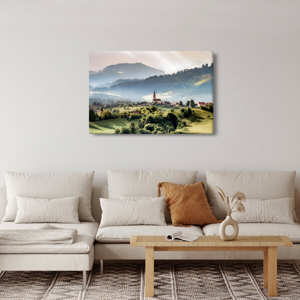 Kép - falu a ködben (90x60 cm)