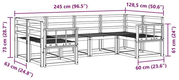 VidaXL Kültéri kanapé szett 6 db Természetes Tömör Akácfa