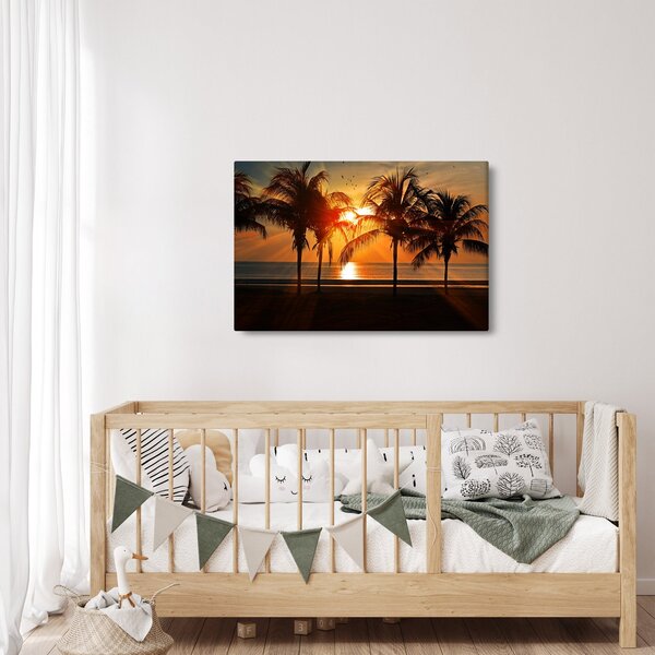 Pálmafa a naplementében képe (90x60 cm)