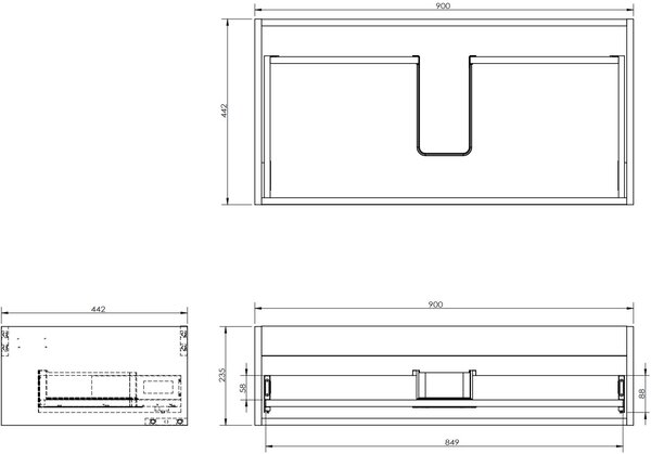 Mexen Box-A alsószekrény korpusza 90 cm, 1 fiók, tölgy - 91AX0-0900-235-1-81