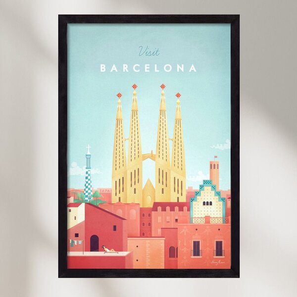 Barcelona Travel Poster - falikép keretben | artbridge