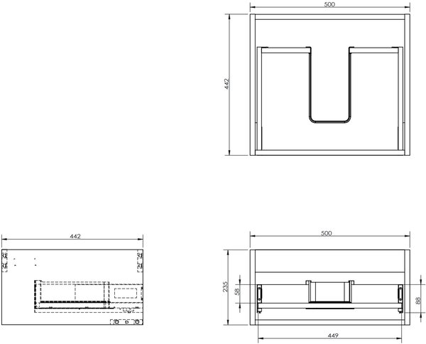 Mexen Box-A mosdókagyló alatti szekrénytest 50 cm, 1 fiók, tölgy - 91AX0-0500-235-1-81