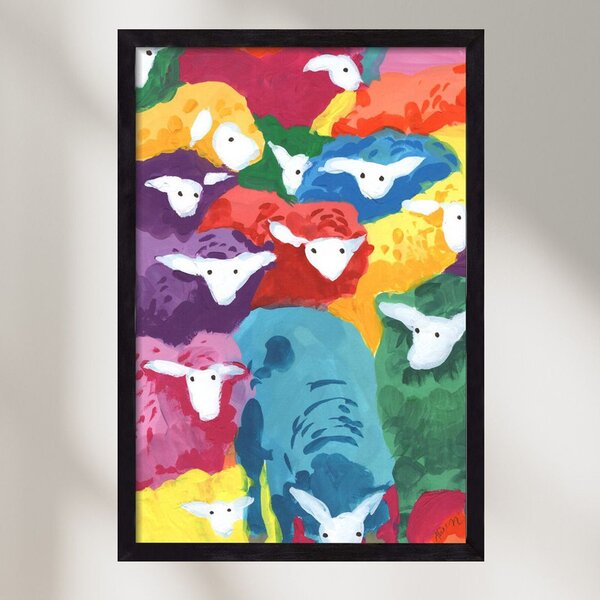 Colorful Sheep Cocktail - falikép keretben | artbridge